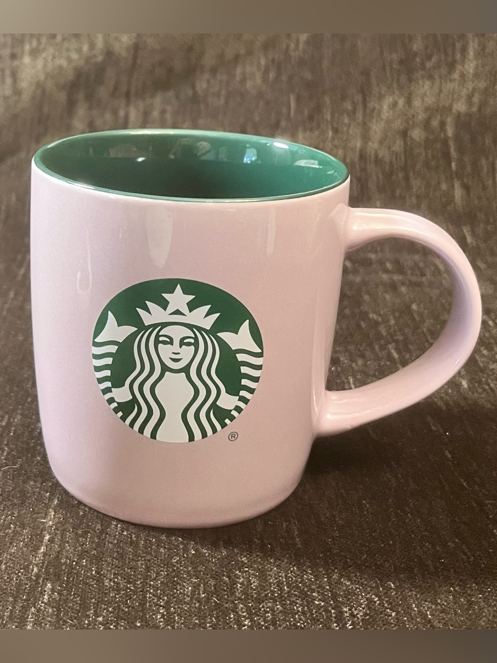 Starbucks Lavender Purple Mug with Green Interior and Logo